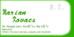 marian kovacs business card